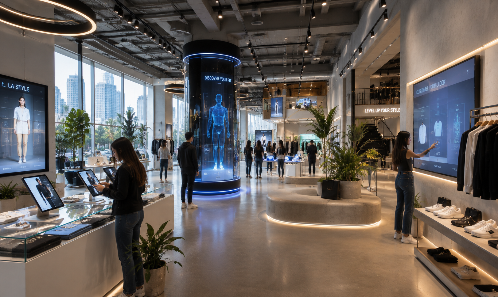 Future retail experience in Los Angeles with digital shopping technology